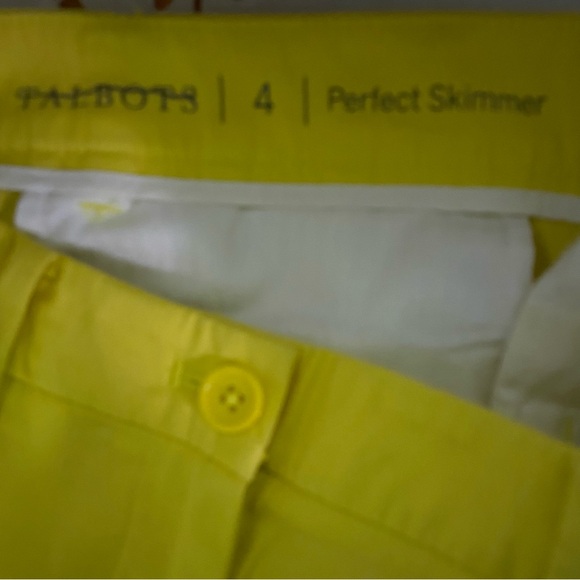 Talbots Pants Womens 4 Perfect Skimmer Yellow Flat Front Vibrant CottageCore - Picture 5 of 6